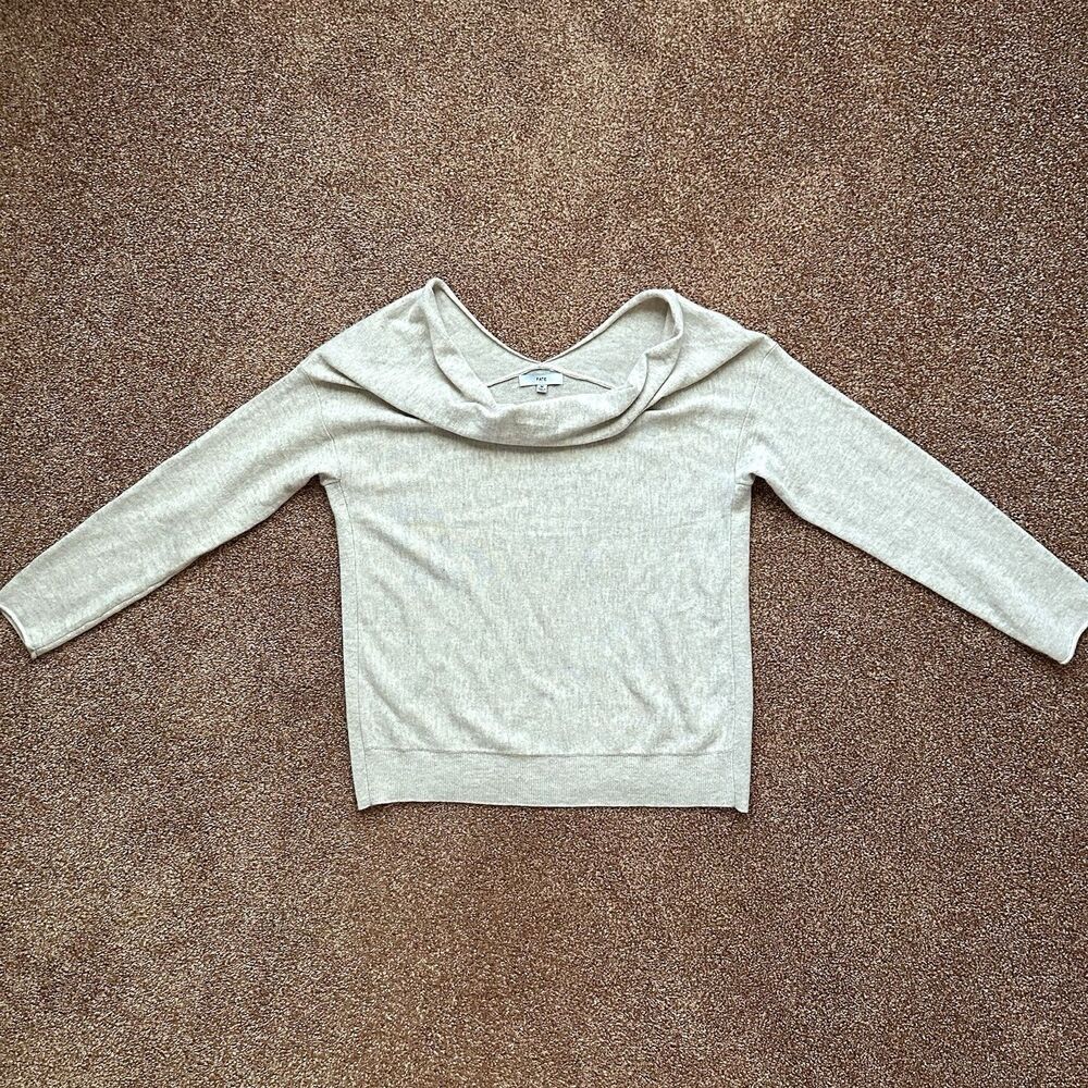 Fate Sweater Women’s Med Cowl Neck Long Sleeve Cream Wool Cashmere Neutral Cozy
